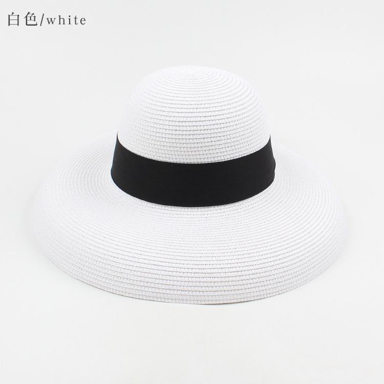 Summer Sun Hat Black Outing Fashion Beach Beach Big Brim Straw Hat Children Bow Tide