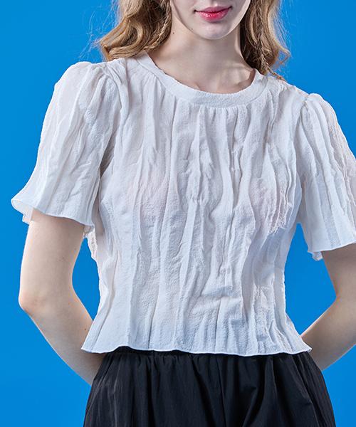 KOLEAT [Puff Ver.] Cooling Marmont Crop Plain Short Sleeve T-Shirt [White]