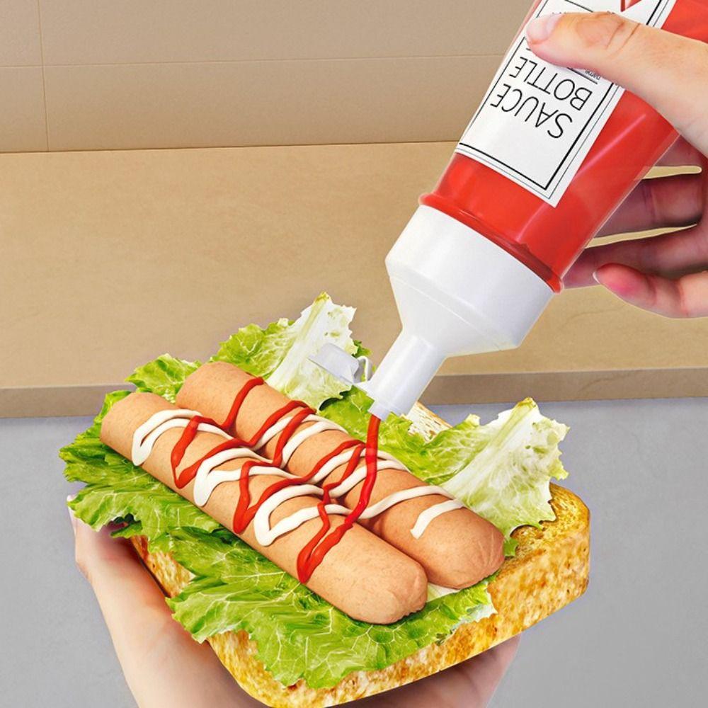 Kitchen Gadget Condiment Squeeze Bottles with Lids Oil Spray Bottle Salad Sauce Dispenser  Ketchup