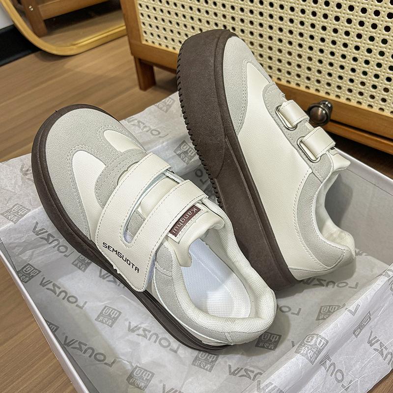 Dopamine~ Velcro thick baseplate shoes female students versatile design sense casual little white shoes 2025 new ins