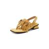 Krazing Pot Cow Suede Nubuck Summer Size 40 Hook Loop Tassel Fringe Low Heels Women Peep Toe Sandals