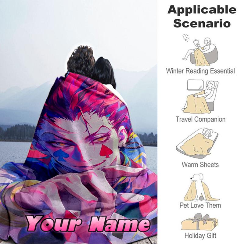 1PC Custom Name Colorful Fantasy Portrait flannel blanket versatile,all-season throw suitable for the living room,bedroom,camping,travel,and gift