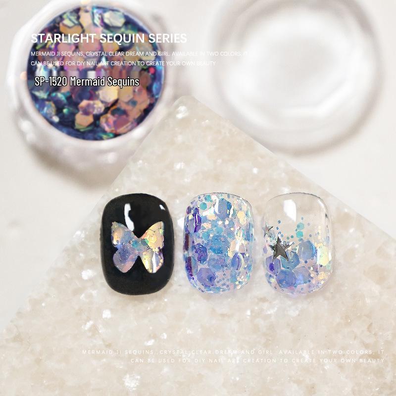 

Mermaid Nail Art Glitter Sequins - Mixed Coarse & Fine Hexagon Shapes