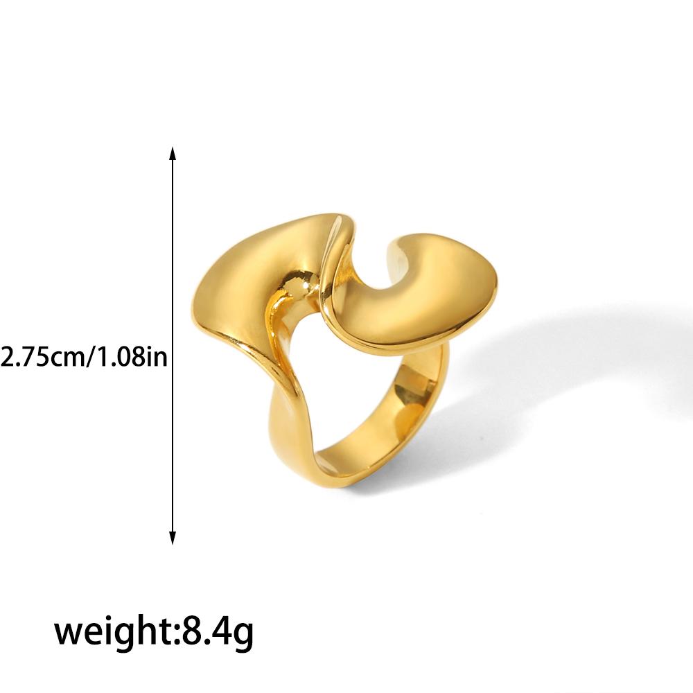 New Stainless Steel Golden Spiral Ring Earring Combination Geometric Trend Party Jewelry Simple Desig Jewelry Gift