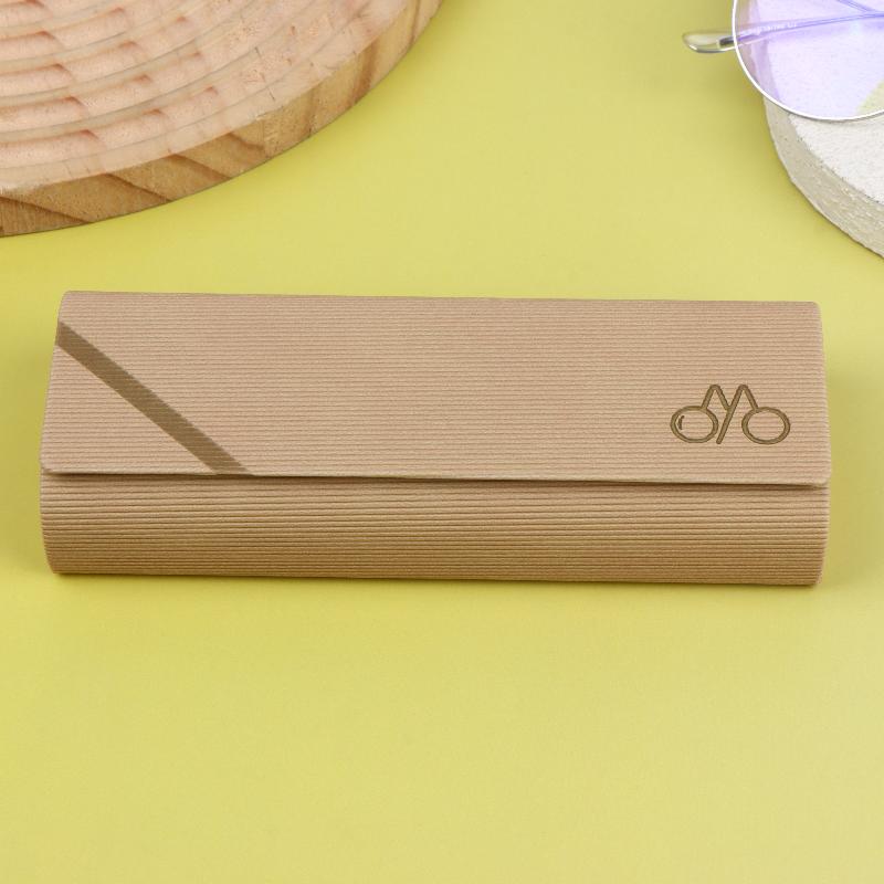 Striped Leather Eyeglasses Case Minimalist Portable Stylish Spectacle Holder Box for Men Boys Students