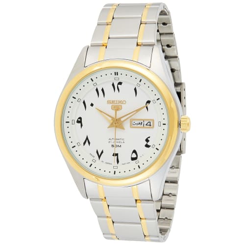 

SEIKO Men s Watch SNKP22J SEIKO5 Automatic Watch in White, Silver, and Gold