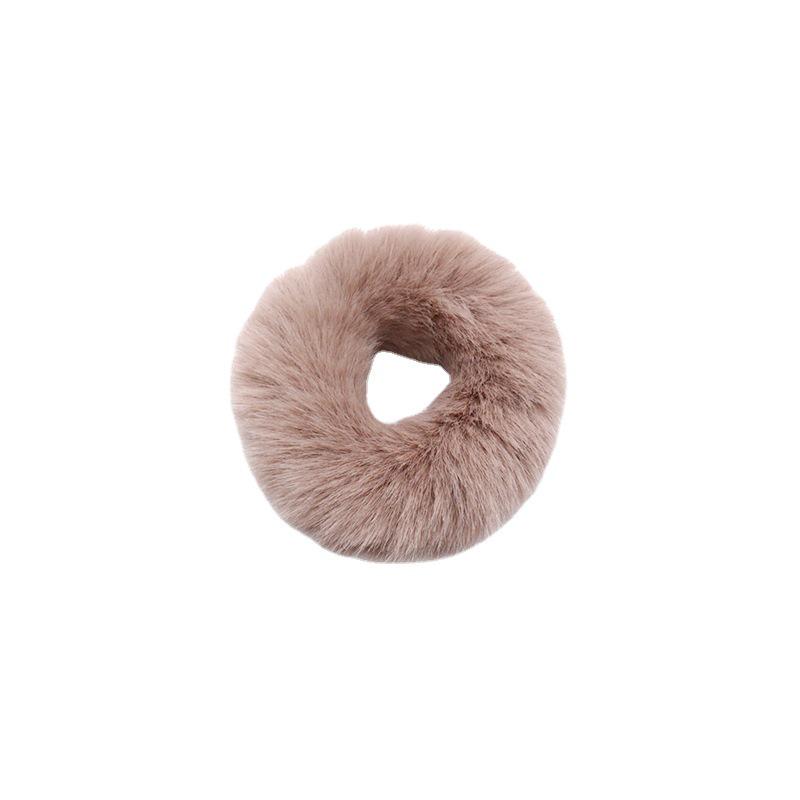 Girls' Candy Color Plush Rabbit Fur Hair Band - Cute, Versatile Student Bun Accessory
