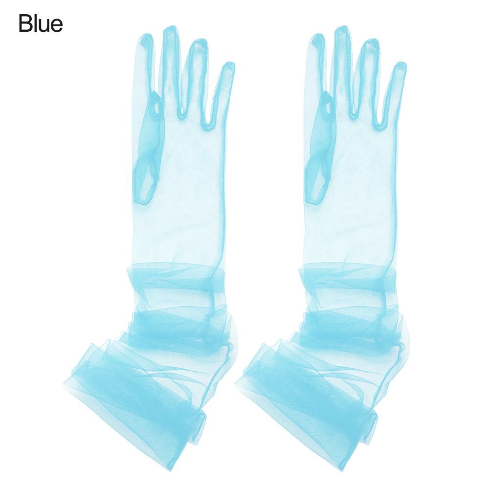 Women Sexy Lace Gloves White Mesh Tulle Gloves Lady Summer Sunscreen Mittens For Lady Driving Gloves Thin Elbow Long Gloves