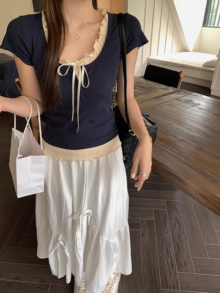 Women's 2025 Summer Ballet Style Off-Shoulder Slim Fit Short Sleeve Top