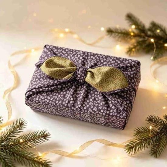 Reversible furoshiki 70cm Small Cherry Blossom Hemp Leaf Pattern Eco Gift Wrapping Japanese Design Stylish Large Washable Packaging Bag