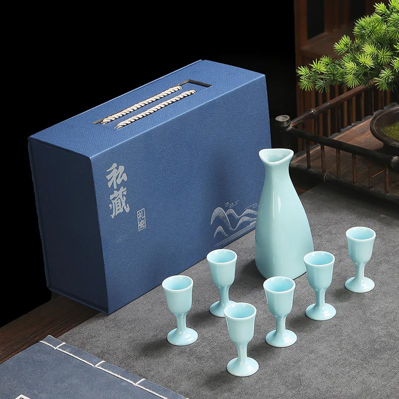Japanisches Sake-Bar-Set Keramik-Weinset Weinkrug Tasse Sake-Ausgießer Haushalt Restaurant Party Trink-Barzubehörset Geschenk 2025 Neu