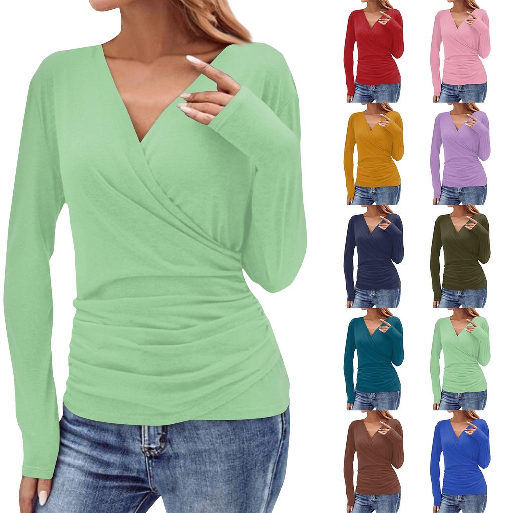 Women's Fashionable Daily Loose Fitting Casual Fashion Pleated V-neck Top Paired With Short Sleeves Of Pants And Skirt