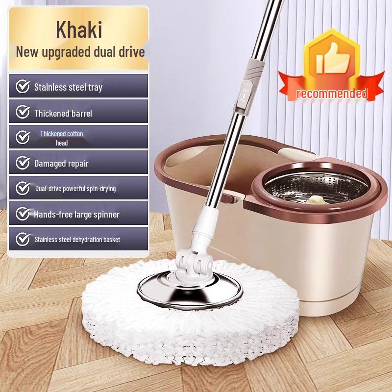 360° Spin-Dry Hand-Free Mop with Absorbent Cloth and Single Bucket