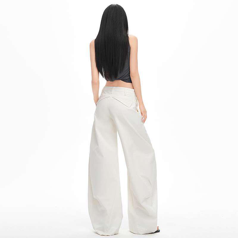 Available: Summer Slimming Wide-Leg Curved Pants - Loose, Casual, Versatile Fit M