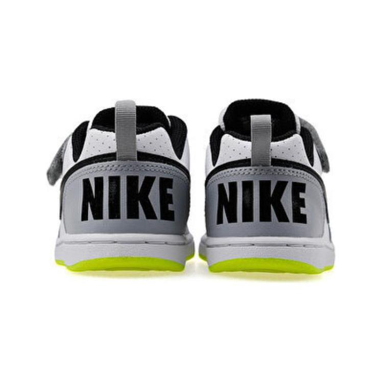 Nike Court Borough Abrasion Resistant Low top Skateboard Shoes Gray Yellow Green Kids' (Unisex) Kids' Skateboarding Shoes 870025 104