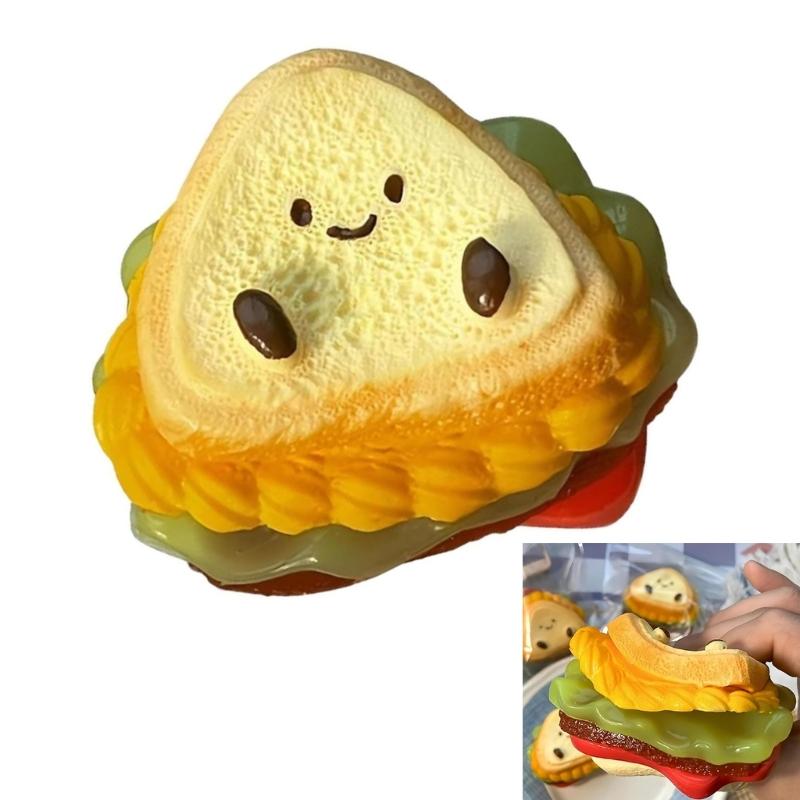 Squeeze Food Stress Toy Sensory Decompression Toy For Children Adult Soft PVC Sandwich Play Food for Tension Eliminate