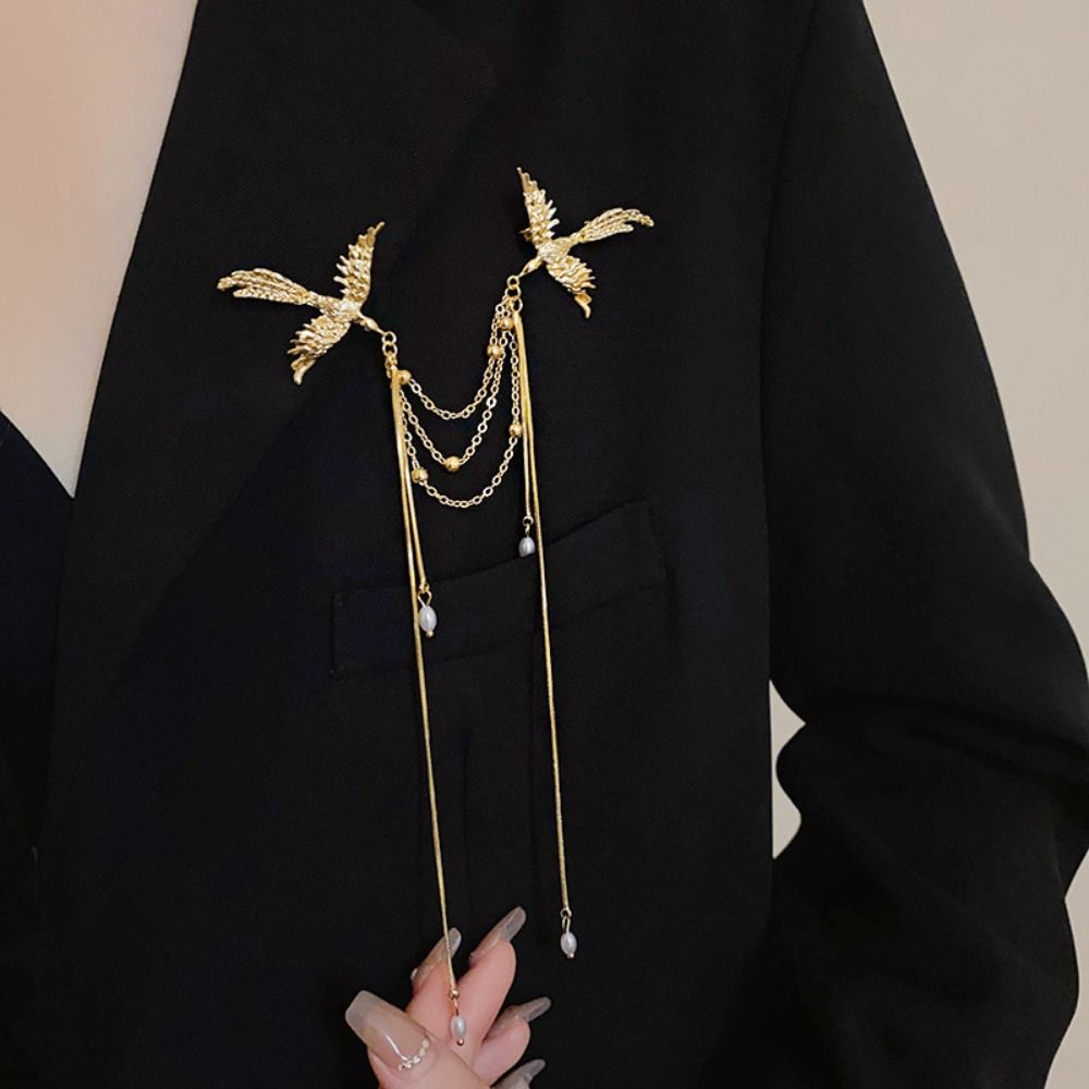 Vintage Phoenix Tassel Brooch Corsage Ornaments Long Fringe Brooches Birds Badge Pin  Decor