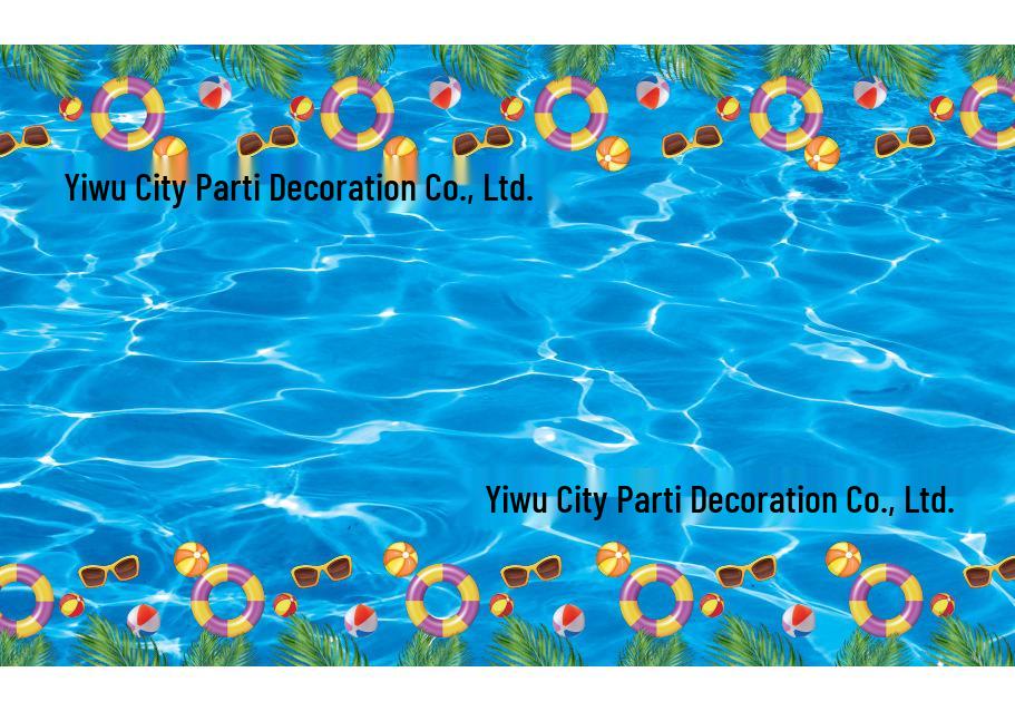 Kids' Summer Pool Party Set: Inflatable Ring, Paper Plates, Tablecloth, and Napkins