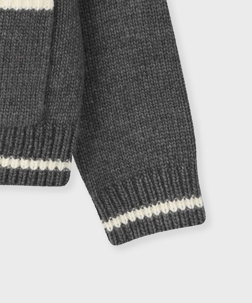 Fallett Drawing Garden Cowichan Knit Zip-Up Grey