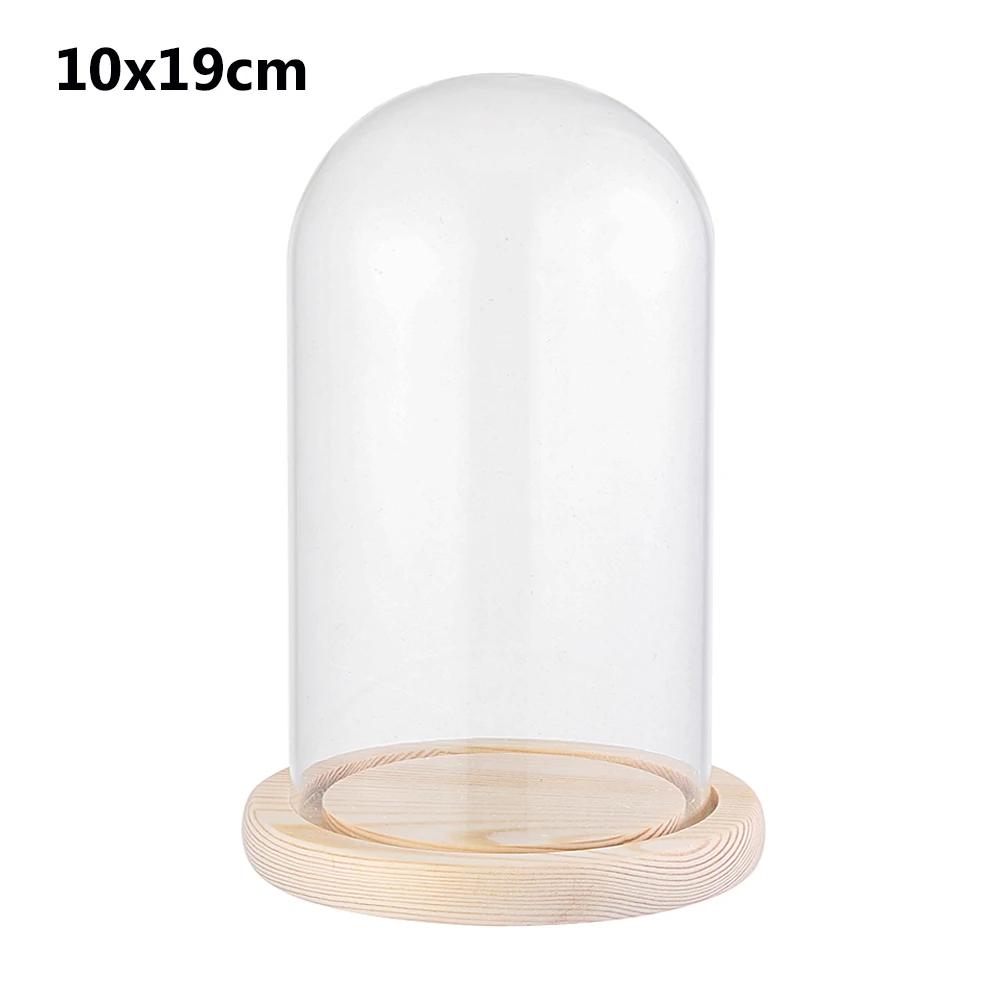 

Home Decor Vases Glass Flower Display Cloche Bell Jar Glass Bottle with Wooden Base Dust Cover Display Box Immortal Flower Box