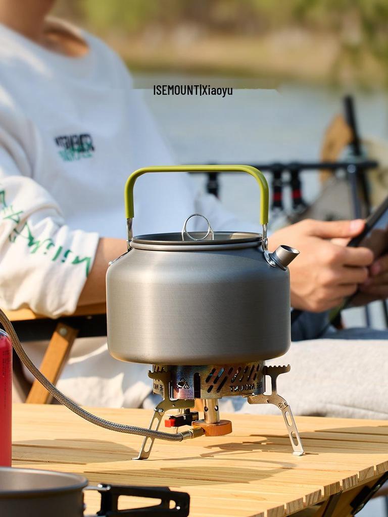 Large Capacity Outdoor Ultra-Light Aluminum Teapot Kettle, Portable 1.8L Camping Coffee Pot