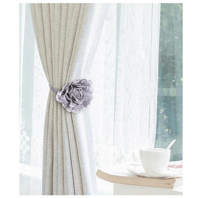 1pc Magnetic Curtain Tiebacks Seersucker Flower Tie Backs Buckle Clips Home Decoration