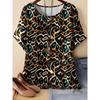 XL-7XL Übergröße Damen T-Shirts Damen O-Ausschnitt Mode 3D Floral Farbbedrucktes Oberteil Kurzarm T-shirt