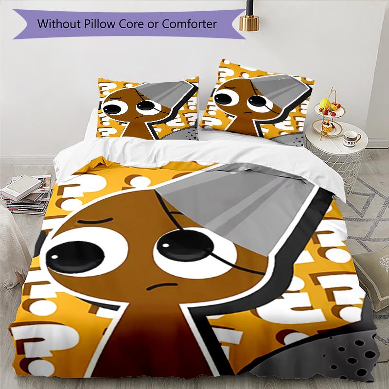 3pcs Sprunki9 pattern bedding set duvet cover set includes duvet cover &pillowcases, perfect all season bedroom decoration & gift