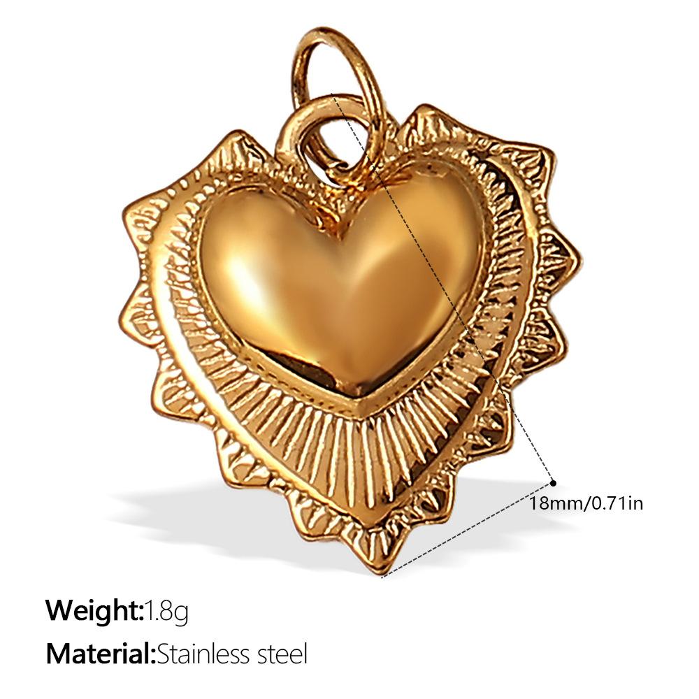  DIY Stainless Steel Gold Color PVD Plated Heart-Shaped Pendant Accessory for Handmade Jewelry Making Wholesale