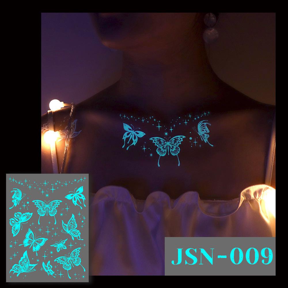 Ruikalong Waterproof Luminous Henna Butterfly Tattoo Stickers for Face and Arm