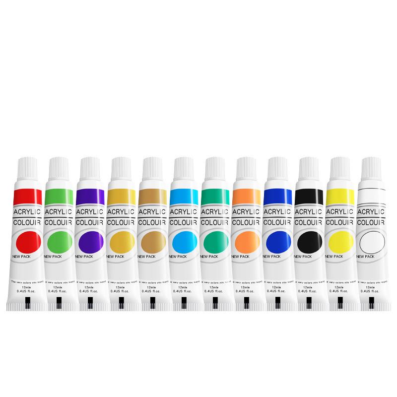 Tubes de peinture acrylique 12 couleurs: 12 ml pour le bricolage des enfants et la peinture murale à la main