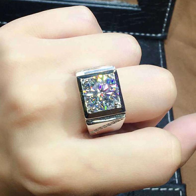 5 Carat Diamond Style Ring Hearts and Arrows PT950 Color Moissanite Open Size Ring for Men and Women 925 Silver Jewelry