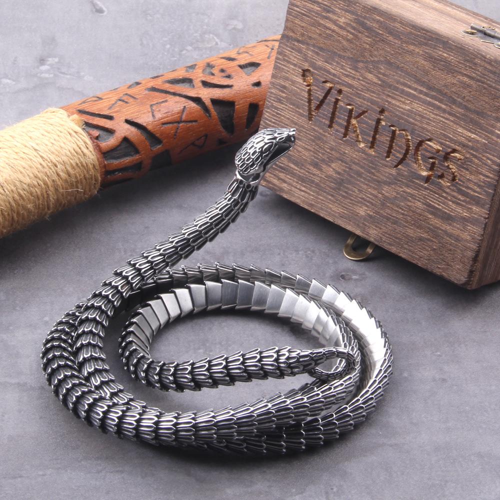 Colar Ouroboros Viking de Aço Inoxidável Masculino Punk Gótico Cobra Colar Moda Biker Vintage Charme Joia Presente