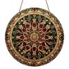 2D Flat 1pc, Vintage Gold Red Gem Mandala Floral Ornate Style, Circular Metal Wall Hanging Decor For Farmhouse Living Room Bohemian Porch Indoor