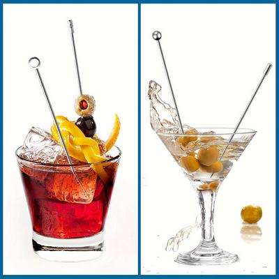 20pcs/pack New Style Cocktail Picks Stick, Stainless Steel Martini Picks, Reusable Metal Cocktail Skewers Olives Appetizers