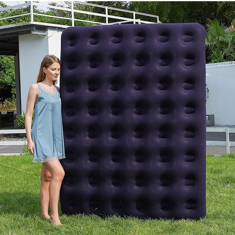 Portable Inflatable Flocking Mattress - Comfortable, Lightweight, Thickened Air Cushion for Overnight Sleep and Naps