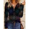 Fireworks Pattern Women's Large Size Digital Print Spring and Autumn T-shirt