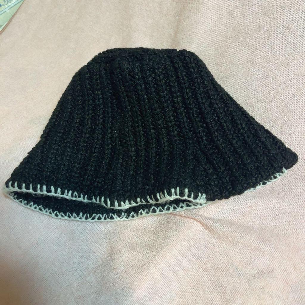 [USED] LECYTO TXT KNIT BUCKET HAT BLACK