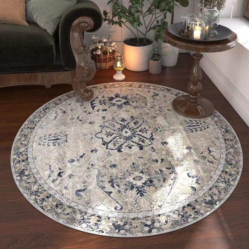 Retro Circular Carpet Home Bedroom Living Room Sofa Coffee Table Room Thick Floor Mat Carpet Chair Mat