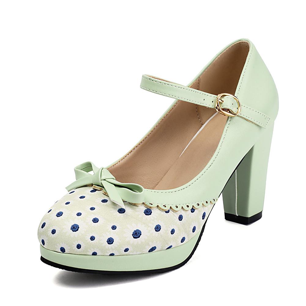 Fashion Lolita Shoes Women Oxford Pumps Cute Platform High Heels Retro Vintage Shoes for Women Mary Janes Round Toe Ankle Strap Shoes