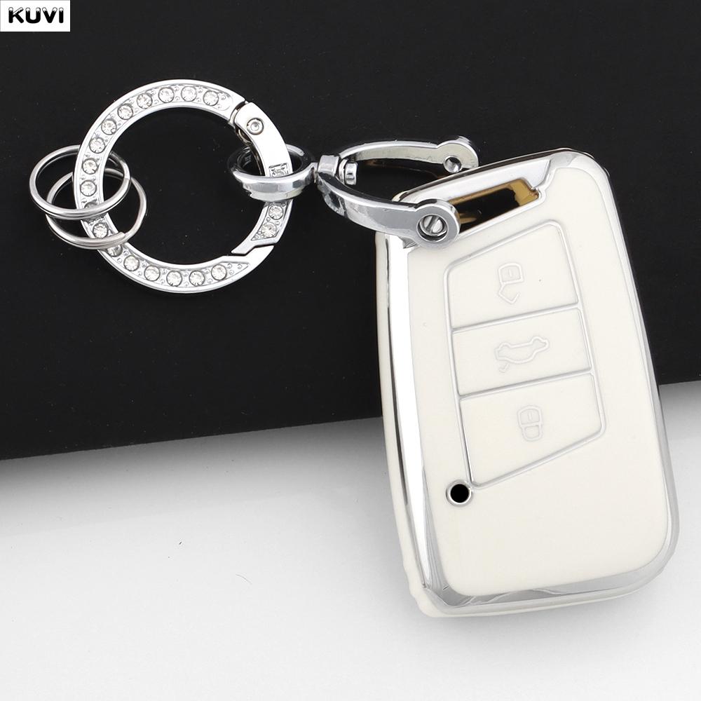 TPU Auto Fernbedienung Smart Key Hülle Schale Schlüsselanhänger Anhänger Für Volkswagen VW Magotan Passat B8 Golf Für Skoda Superb A7 Zubehör white