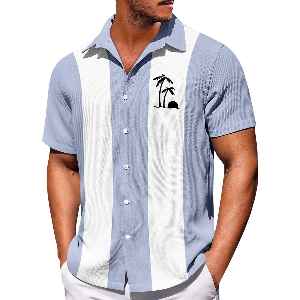 Men's Hawaiian Printed Button Short Sleeve Shirts Men's Casual Fashion Short Sleeve Shirts