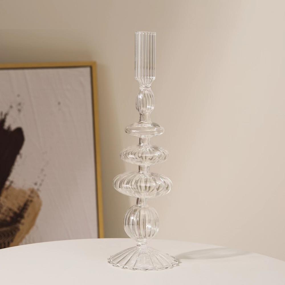

Creative Long Colored Striped Glass Candle Holder Home Wedding Restaurant Romantic Candlelight Dinner Desktop Decoration