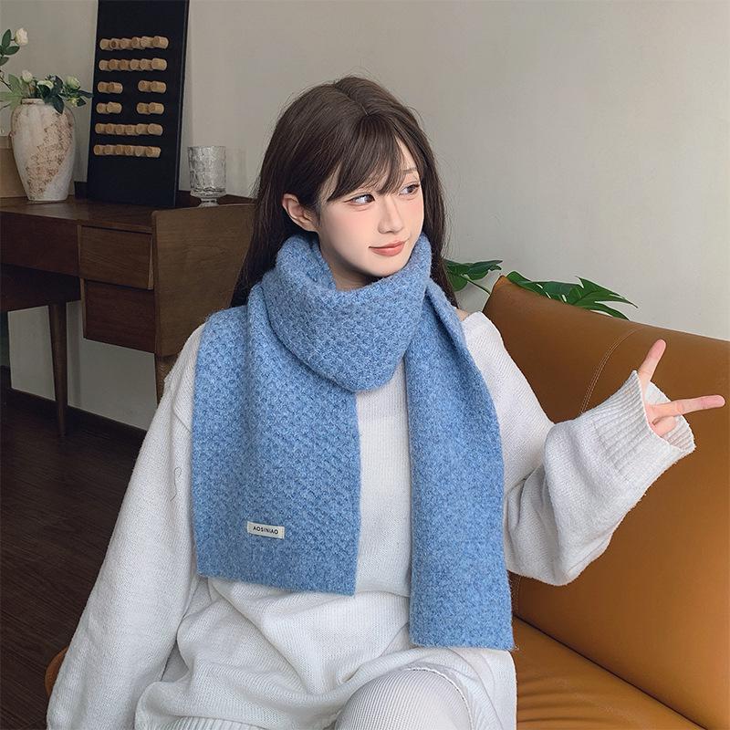 Ankola Red Korean-Style Women's Wool Knit Scarf – Winter 2024 High-End Christmas Gift Neck Warmer