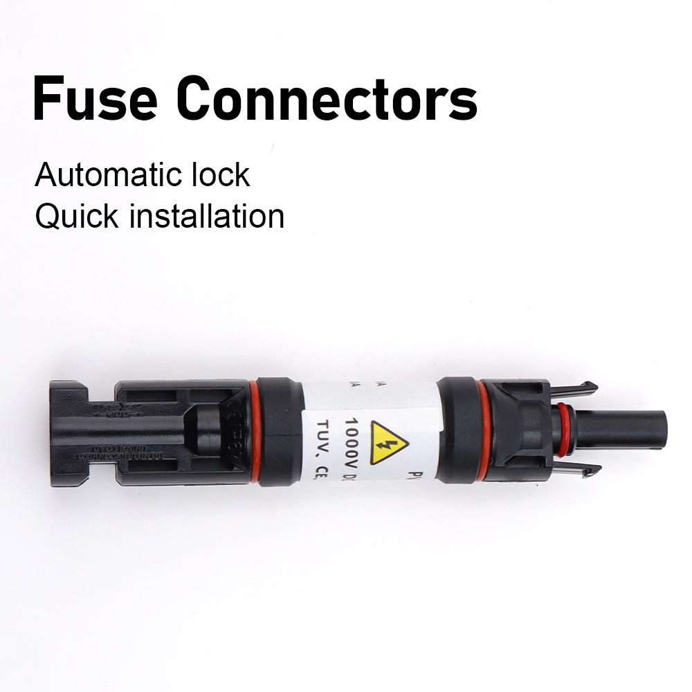 Solar Panel Photovoltaic Fuse Connectors 1000V DC 10A 15A 20A for Industrial & Commercial Solar Power Generation