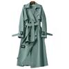 Women's Long Trench Coat Autumn Spring Korean Style Petite British Style Over Knee Dress Coat Jacket