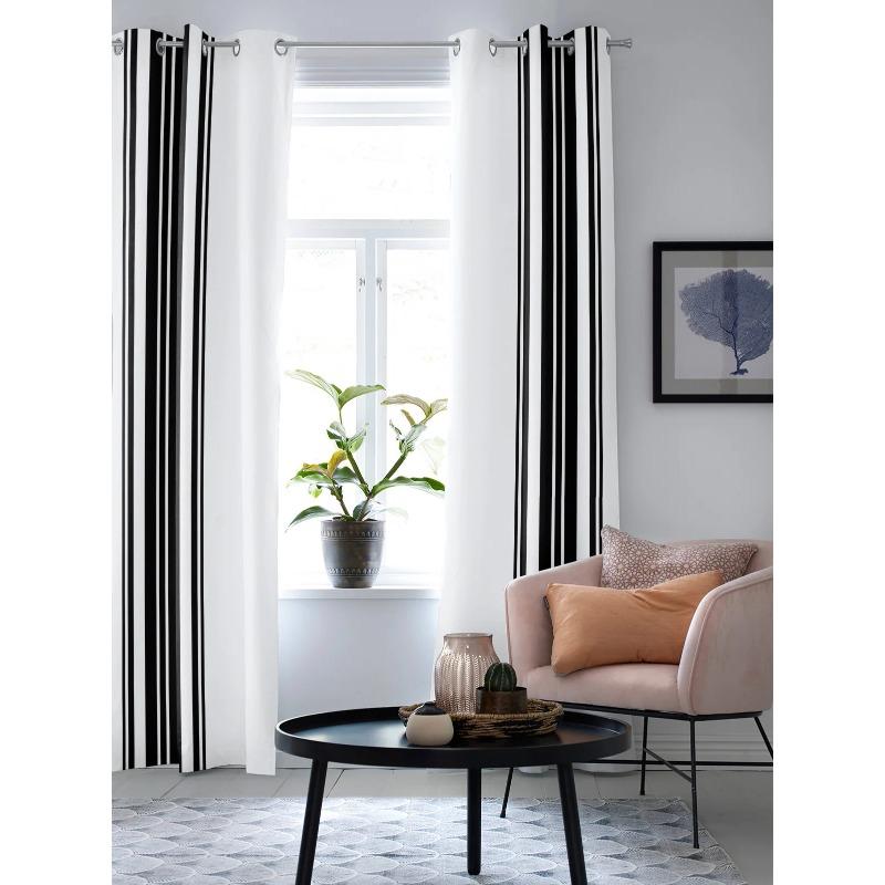 Black Strips Luxury Window Curtain for Living Room Bedroom Home Decor Kitchen for Window Drapes