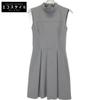 FOXEY NEW YORK Faille Pleat Fit and Flare Sleeveless Dress Dress 38 grayUsed
