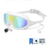 Large Frame Plated Waterproof Anti-Fog Swimming Goggles with One-Piece Earplugs for Men and Women
