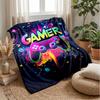 Neon Gaming Controller Theme blanket Lightweight Warm Flannel Blanket Decorative Throw Blanket for Home Decoration